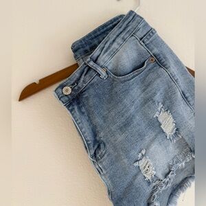 Classic Blue Distressed Women Jean Shorts